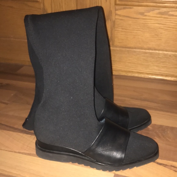 Rudsak knitted knee-high stockings boots with  platform and leather detailing - Picture 5 of 7